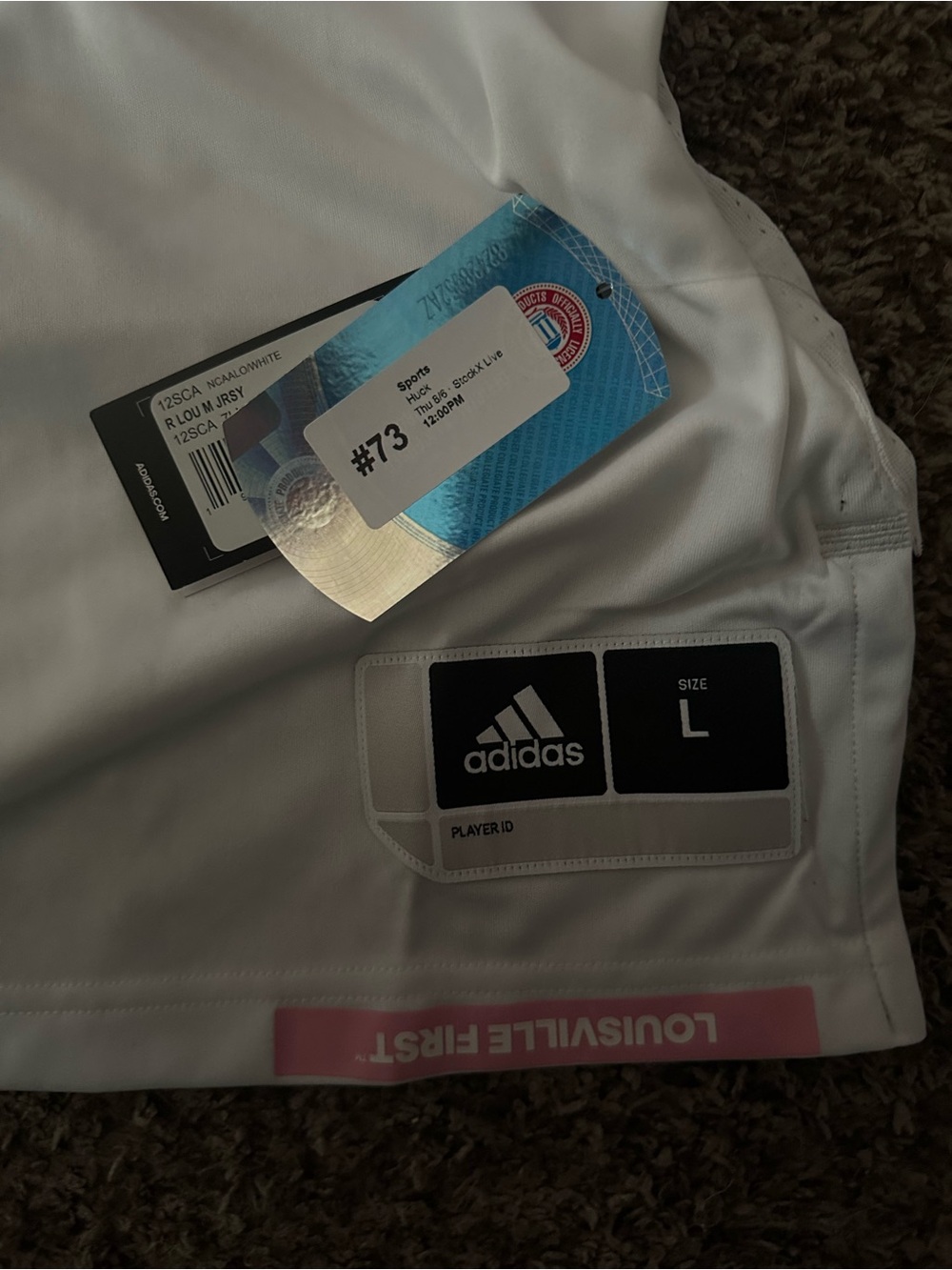 adidas White and Black Louisville Basketball Jersey - Picture 2 of 3